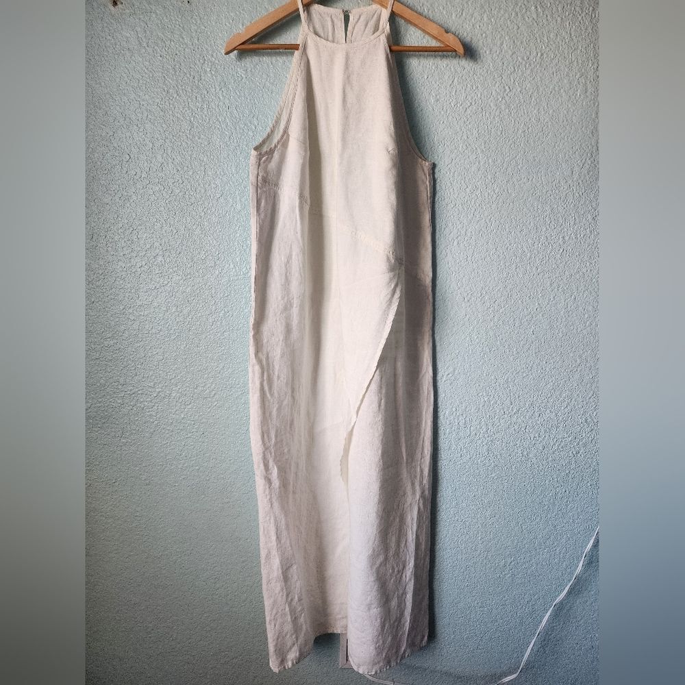 Linenfox Cream White Sleeveless Linen Maxi Dress Mira